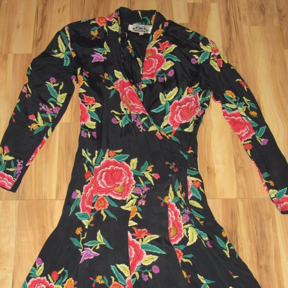 Vintage 80s Norma Kamali Dress Does 1920s Or 1930s Garden Party Dress S - Picture 5 of 15